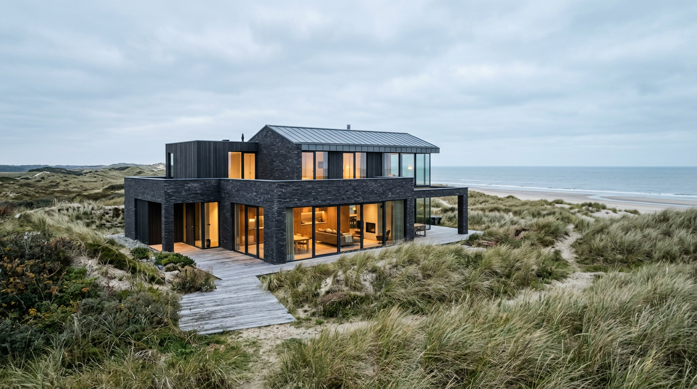 Moderne woning in het Zeeuwse landschap